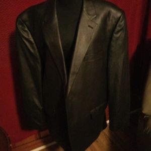 Andrew Fezza men faux leather black blazer